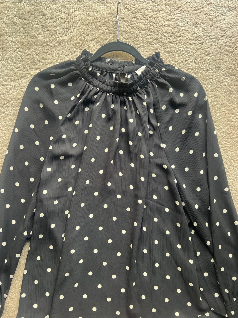 LOFT Black Blouse with White Polka Dots - Size XL - New with tags - Picture 4 of 8